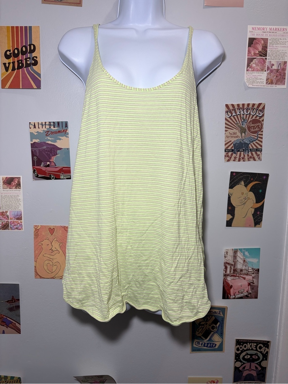 lululemon athletica Light Yellow Striped Tank Top